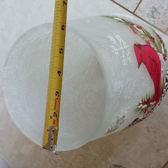 Vase 11" inch crackle glass /with cardinal,by Valeri/Qvc/w-drop In Lights - Picture 8 of 16